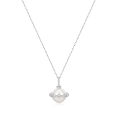 Silver Shell Pearl Halo Evil-Eye Necklace