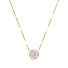 Gold Reversible Pav¨¦ Moon Evil-Eye Necklace