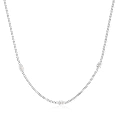 Silver Evil Eye Station Necklace
