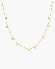 Gold Bezel-Set Droplet Station Necklace