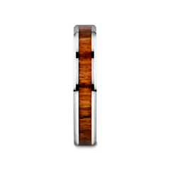 PALMALETTO Tungsten Carbide Ring with Beveled Edges and Real Zebra Wood Inlay - 4mm - 10mm