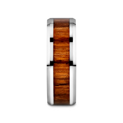 PALMALETTO Tungsten Carbide Ring with Beveled Edges and Real Zebra Wood Inlay - 4mm - 10mm