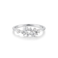 Silver Flower Cluster Pav¨¦ Ring
