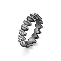 Black Sparkling Puffy Spike Ring