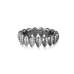 Black Sparkling Puffy Spike Ring