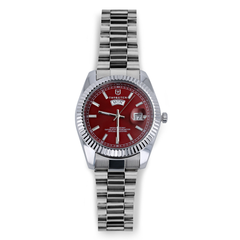 GUIAME Red Dial with Silver Band Watch