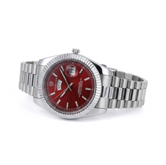 GUIAME Red Dial with Silver Band Watch