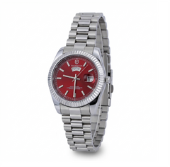 GUIAME Red Dial with Silver Band Watch