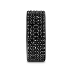 VENOM Sterling Silver Wedding Band with Pave Set Black Spinel and Black Rhodium Plating  - 9mm