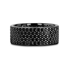 VENOM Sterling Silver Wedding Band with Pave Set Black Spinel and Black Rhodium Plating  - 9mm
