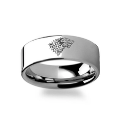 Game of Thrones Noble Houses Sigil Engraving Tungsten Ring Stark - 2mm - 12mm