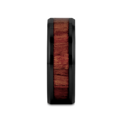 YUKON Beveled Black Ceramic Ring with Black Walnut Wood Inlay - 4mm - 12mm